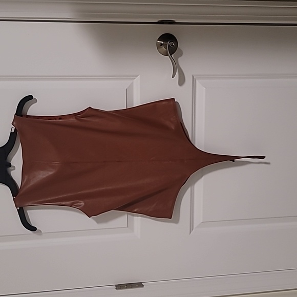 Shine Star Faux Leather Bodysuit - Picture 2 of 7